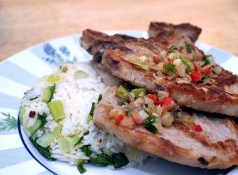 Pork Chops with Vegetable Rice (排骨菜飯)